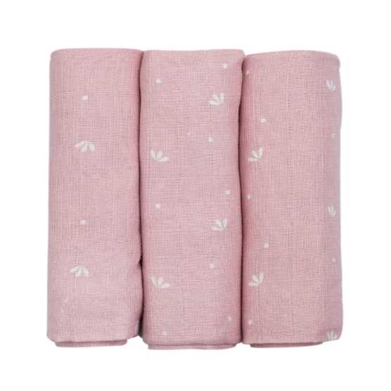 Trois Kilos Sept - Set Di 3 Mussole Per Neonato - Quadri In Chiffon Di Cotone 70x70cm - Multiuso: Coperta, Peluche, Bavaglino, Protezione Solare - Certificato Oeko-tex - Design A Foglie Verdi