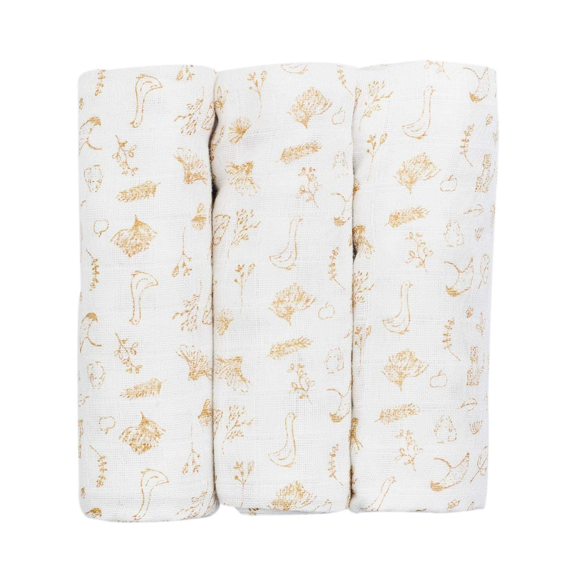 Trois Kilos Sept - Lot de 3 langes en mousseline Wonderfull (70 x 70 cm)