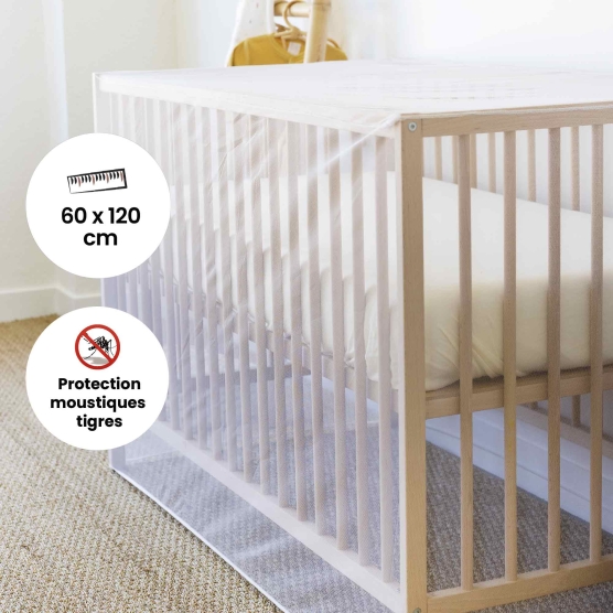 Baby crib mosquito net 60x120cm and tiger mosquito protection