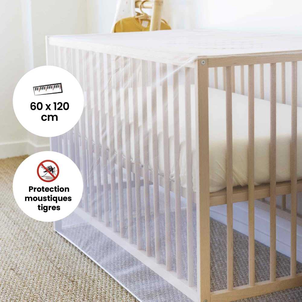 Mosquiteiro para cama de bebé 60x120cm e anti mosquitos tigre