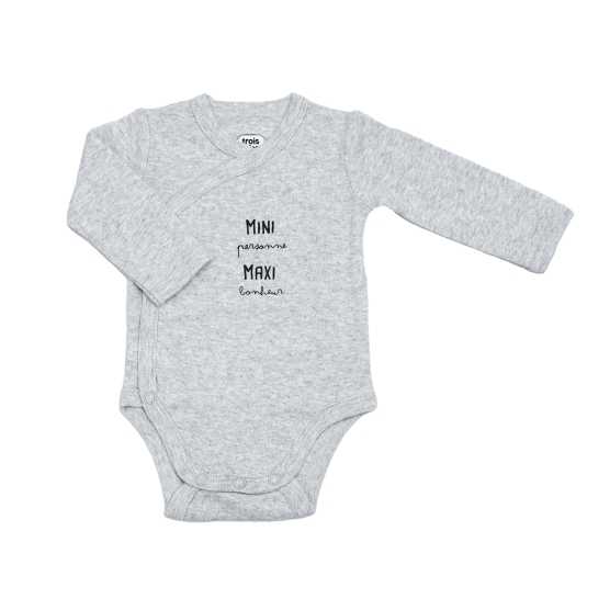 Lote de 2 bodies bebé cinzento e branco mini, maxi