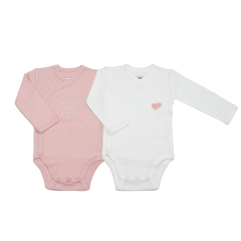 Set of 2 white and pink bodysuits
