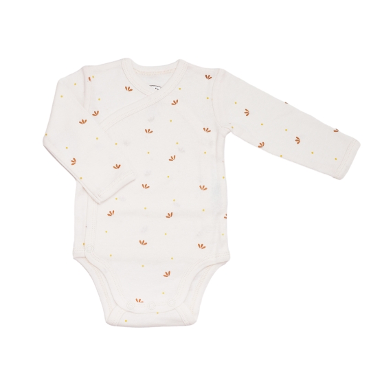 Beige baby bodysuit with flower petals