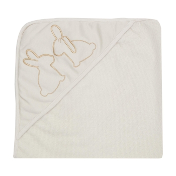 beige badcape met capuchon en borduursel beige badcape met capuchon en borduursel