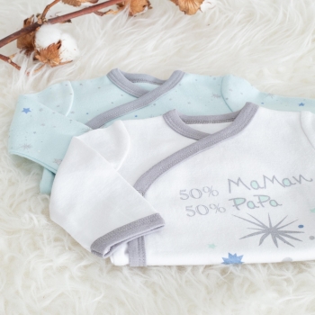 set van 2 rompertjes 50%papa 50% mama set van 2 rompertjes 50%papa 50% mama