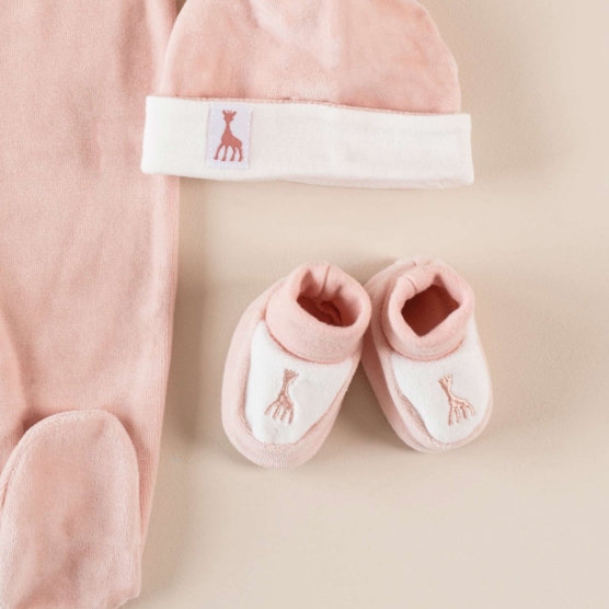 Pink slipper with Sophie the giraffe pink embroidery