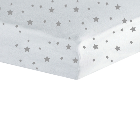 Set of 2 Jersey Fitted Sheets - White / Grey Trois Kilos Sept - 1
