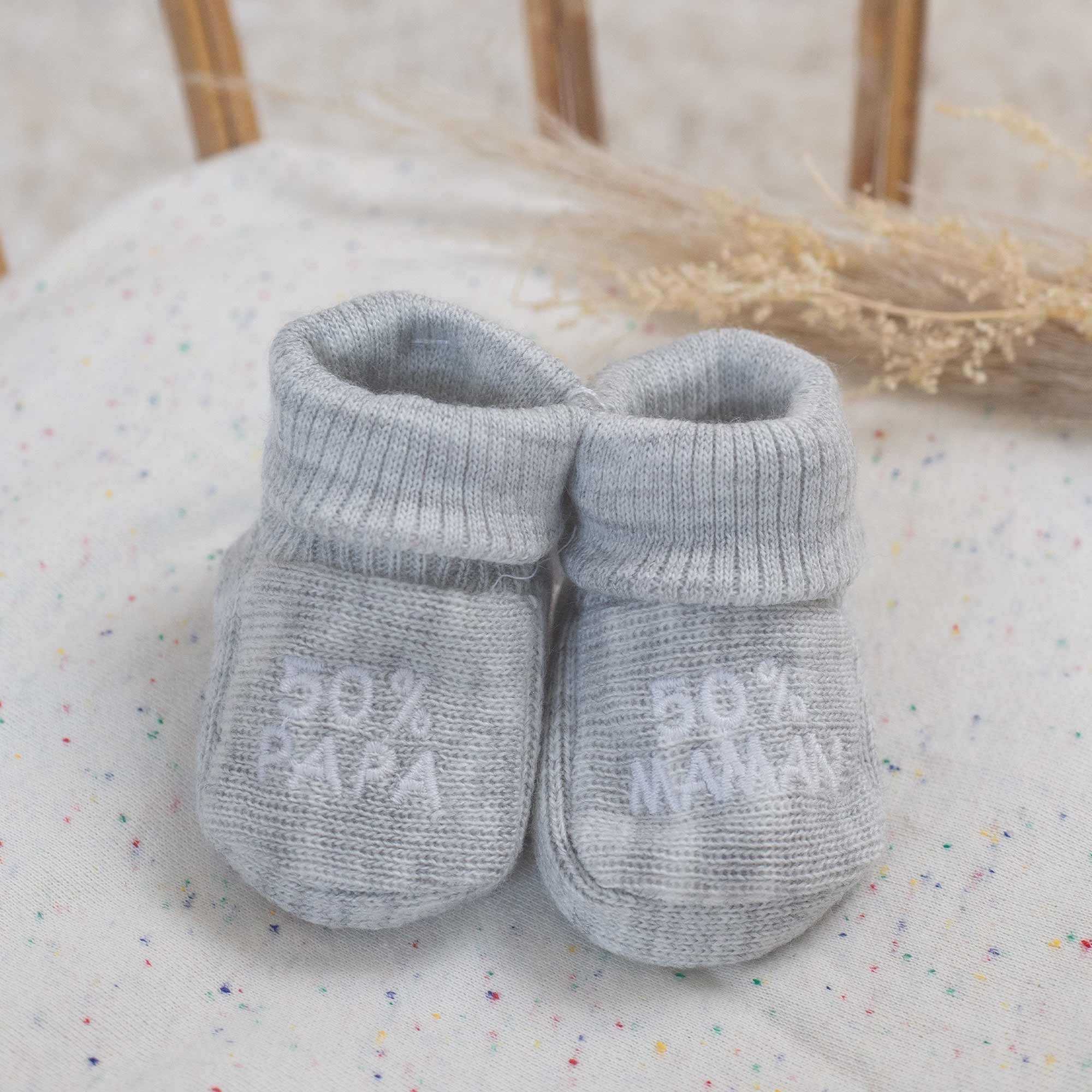 Chaussons naissance - message : 50% maman 50% papa (Trois Kilos Sept) - Image 1