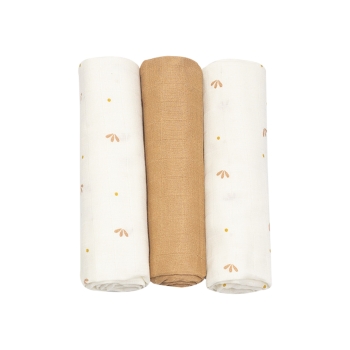 Lot 3 langes Gatsby - motifs Pétales caramel
