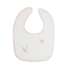 babete branco para bebé dos primeiros meses com flores cor-de-rosa babete branco para bebé dos primeiros meses com flores cor-de-rosa