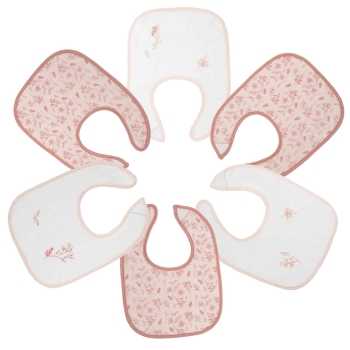 Conjunto de 6 babetes rosa e brancos com flores para recém-nascidos Conjunto de 6 babetes rosa e brancos com flores para recém-nascidos