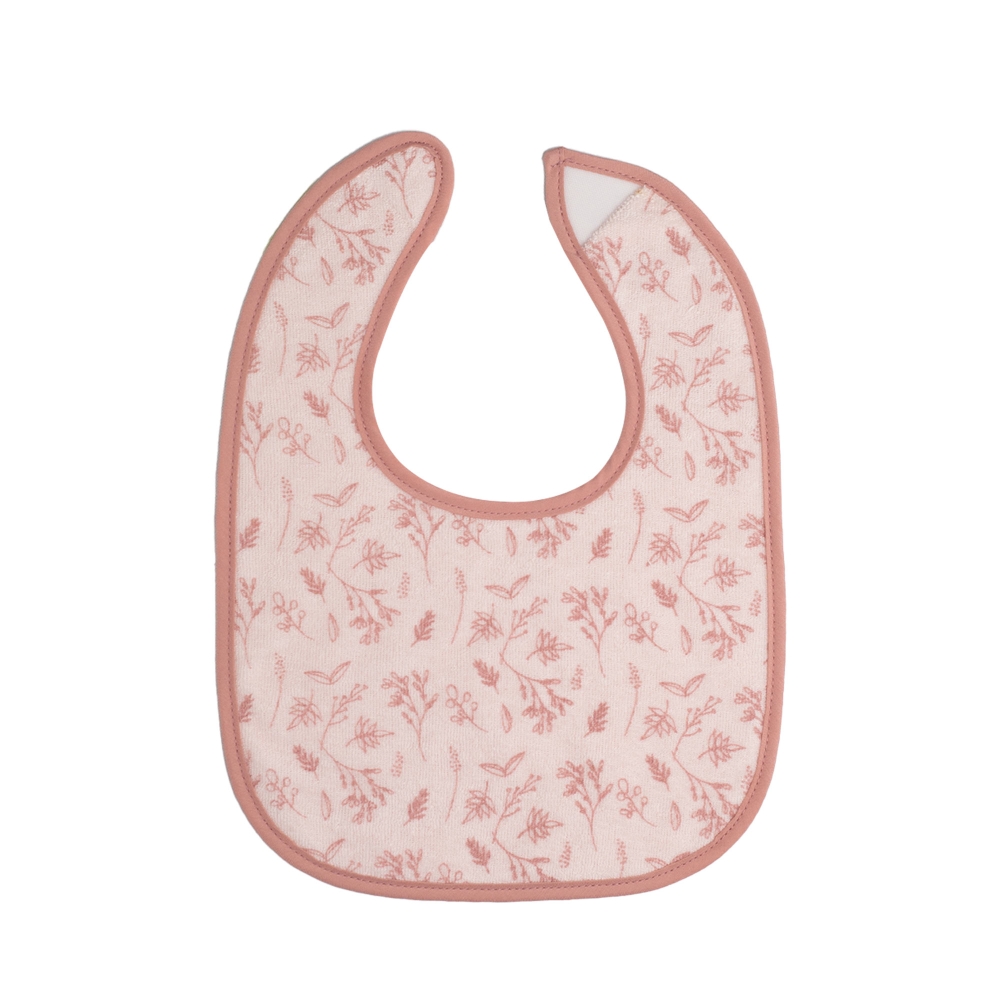 zoom colors and pattern pink bib with flowers