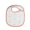 white bib with small hearts in all-over pattern
