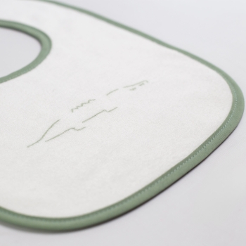 close-up of beige baby bib material