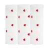 Set of 3 white baby swaddles with red hearts