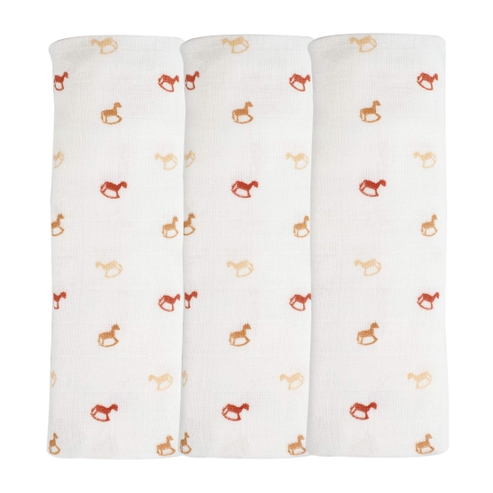 3 Babywindeln mit Schaukelpferd-Motiv