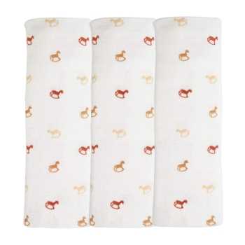 3 fraldas de pano para bebé com motivo de cavalo de baloiço