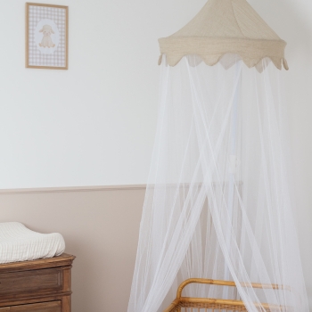 bed canopy installed in baby room