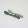 set of green silicone baby spoons