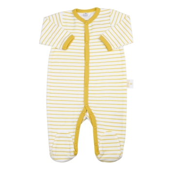 pyjama naissance pressions à rayures jaunes