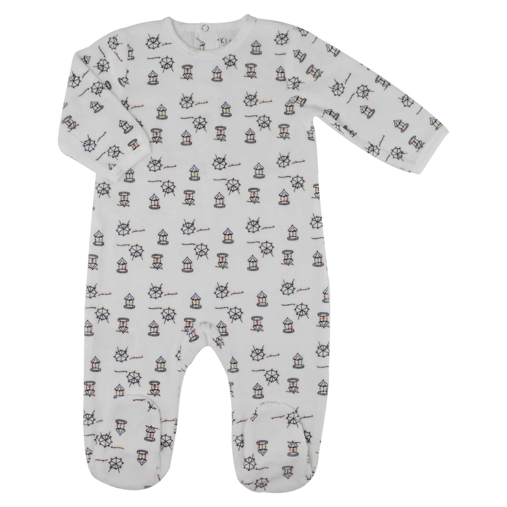 pijama de bebé branco com motivos de feira popular pijama de bebé branco com motivos de feira popular