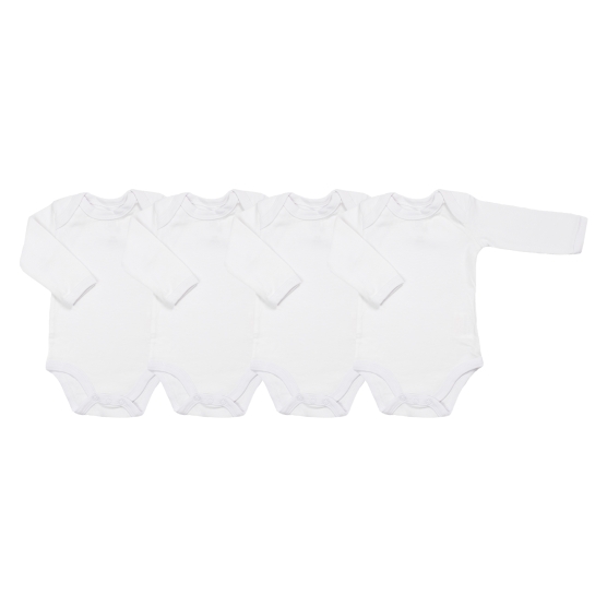 Set of 4 white baby bodysuits