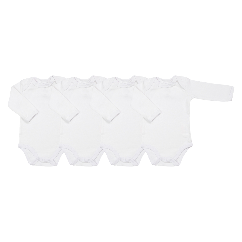Set of 4 white baby bodysuits
