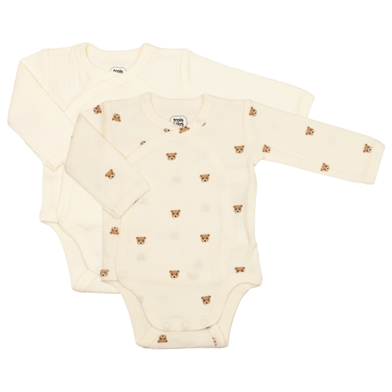 2er-Pack Baby-Bodys mit Vorderöffnung, Teddybär-Motiv