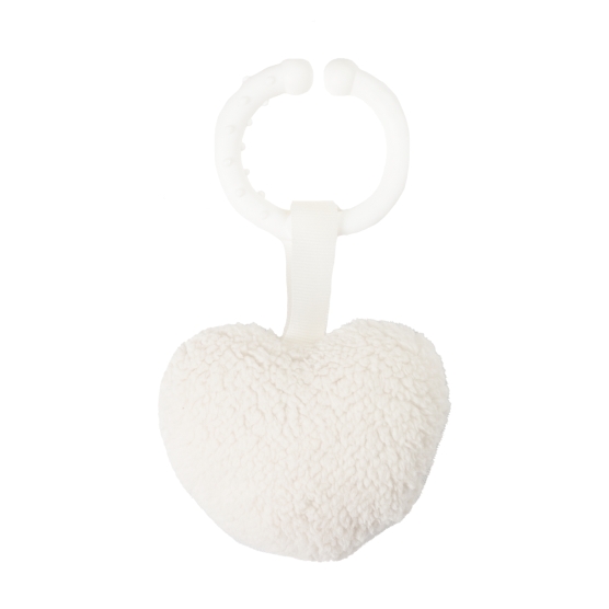 white sherpa heart activity toy
