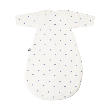 baby sleeping bag with blue heart pattern
