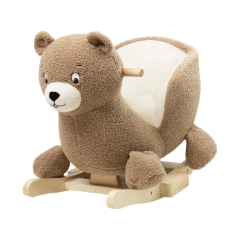 Dondolo per neonato a forma di orso in tessuto teddy color moka Dondolo per neonato a forma di orso in tessuto teddy color moka