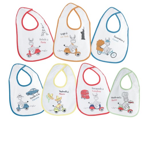 Lot de 7 bavoirs VOYAGE