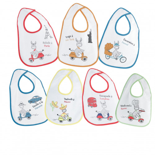 Lot de 7 bavoirs VOYAGE Lot de 7 bavoirs VOYAGE