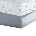 Set of 2 Jersey Fitted Sheets - White / Grey Trois Kilos Sept - 1 Set of 2 Jersey Fitted Sheets - White / Grey Trois Kilos Sept - 1