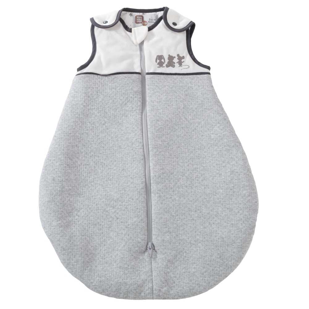 saco de dormir tog 2 branco e cinzento em veludo mesclado 65 cm