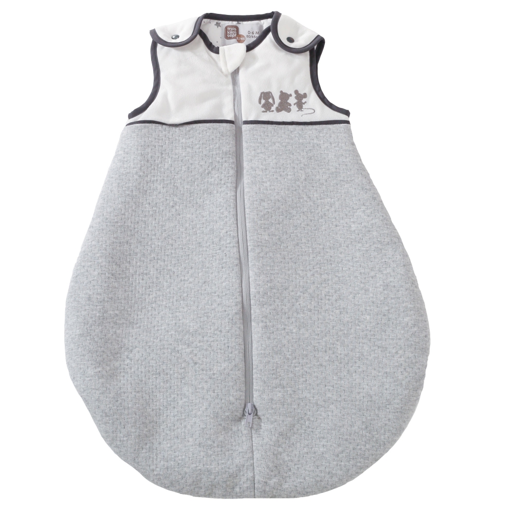 white and grey mottled velvet sleeping bag tog 2, 65 cm