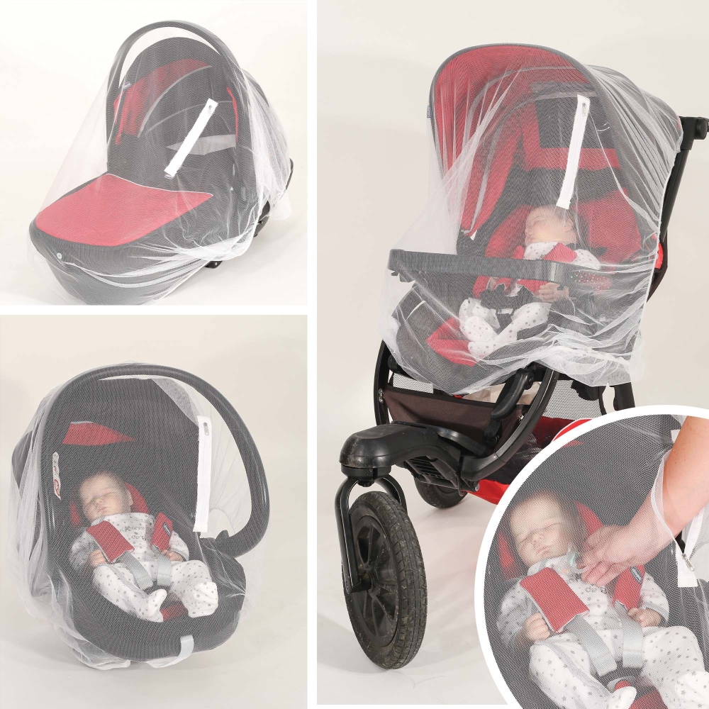 Zippered mosquito net - Cosy / Stroller / Pram - White Zippered mosquito net - Cosy / Stroller / Pram - White