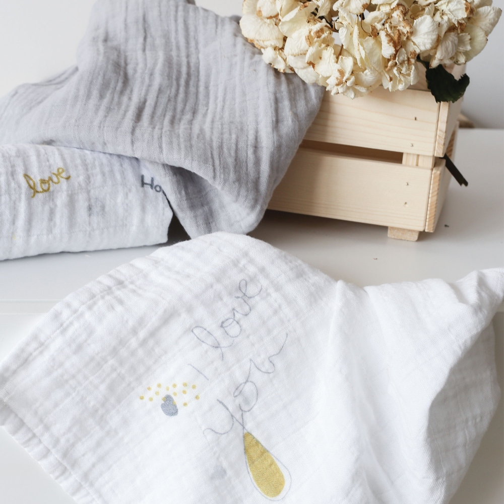 Pack de 3 langes 70*70cm - Love you Trois Kilos Sept - 3 Pack de 3 langes 70*70cm - Love you Trois Kilos Sept - 3