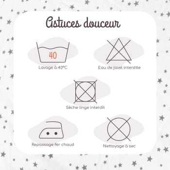 Instruções de lavagem do lençol com estrelas