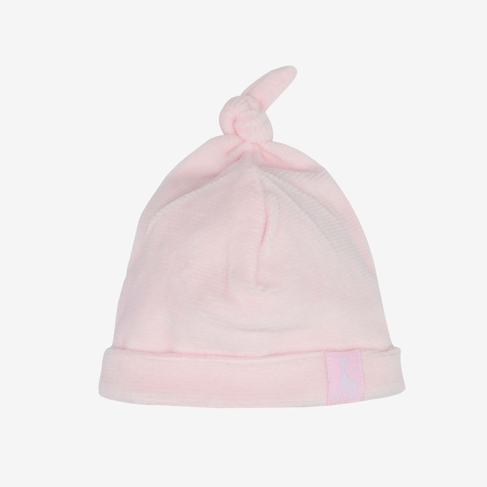 Bonnet naissance velours drop needle - Rose - ©Sophie la girafe