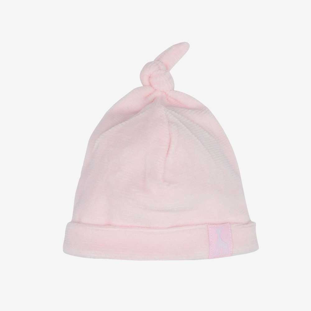 Gorro de recém-nascido em veludo drop needle - Rosa - ©Sophie la girafe