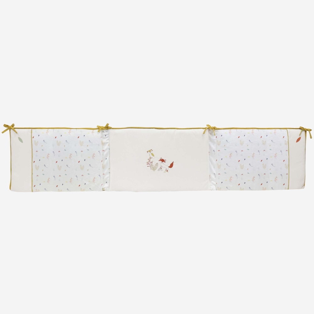 Unfolded mustard yellow and terracotta crib bumper Unfolded mustard yellow and terracotta crib bumper