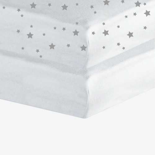 Set van 2 Hoeslaken voor wieg - Wit/sterren