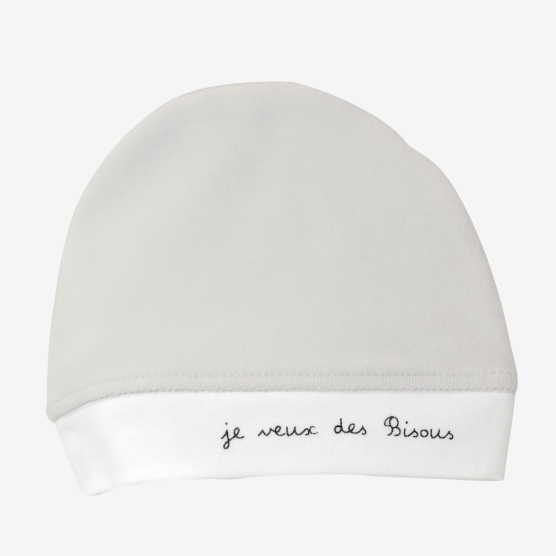 Bonnet naissance "je veux des Bisous" - Coloris au choix Trois Kilos Sept - 1