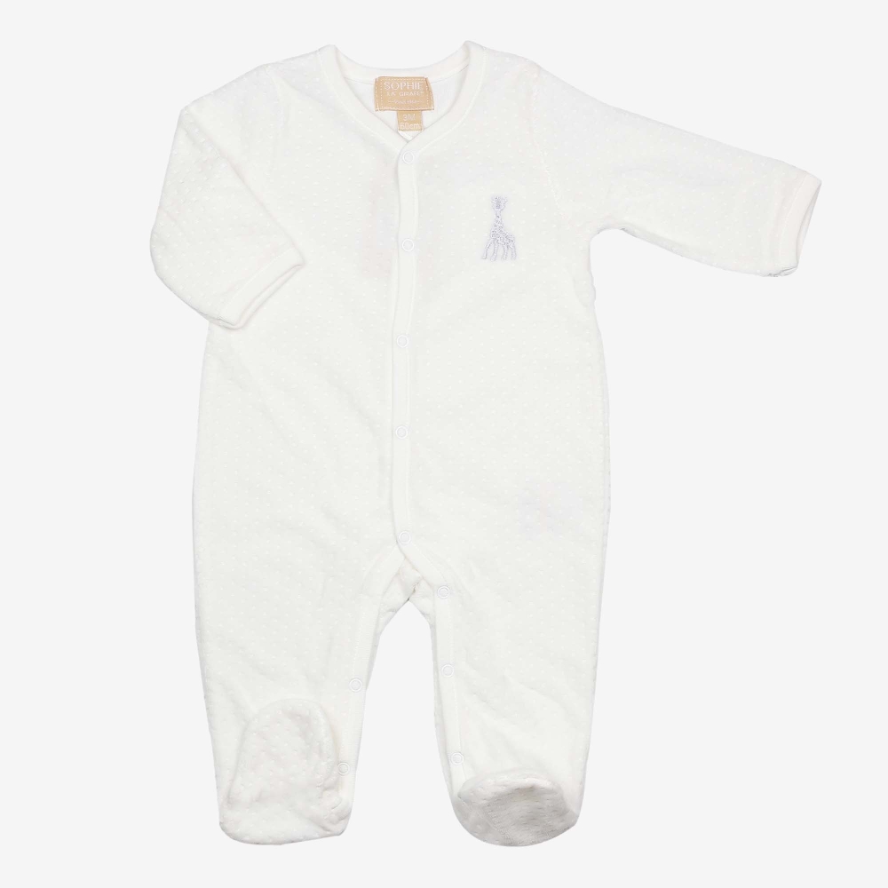 Pelele Y Beige - Terciopelo jacquard - ©Sophie la girafe