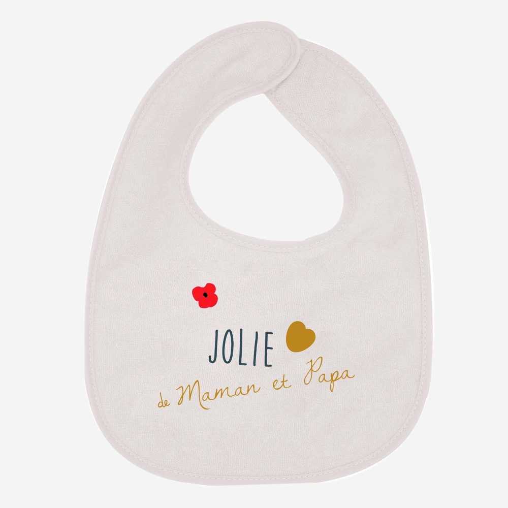 Babete "Jolie cœur de Maman et Papa" branco