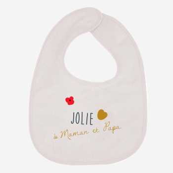 Babete "Jolie cœur de Maman et Papa" branco