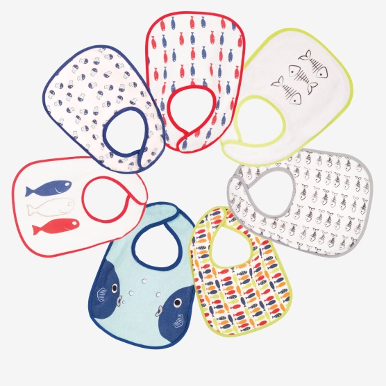 Set of 7 bibs - Like a fish in water