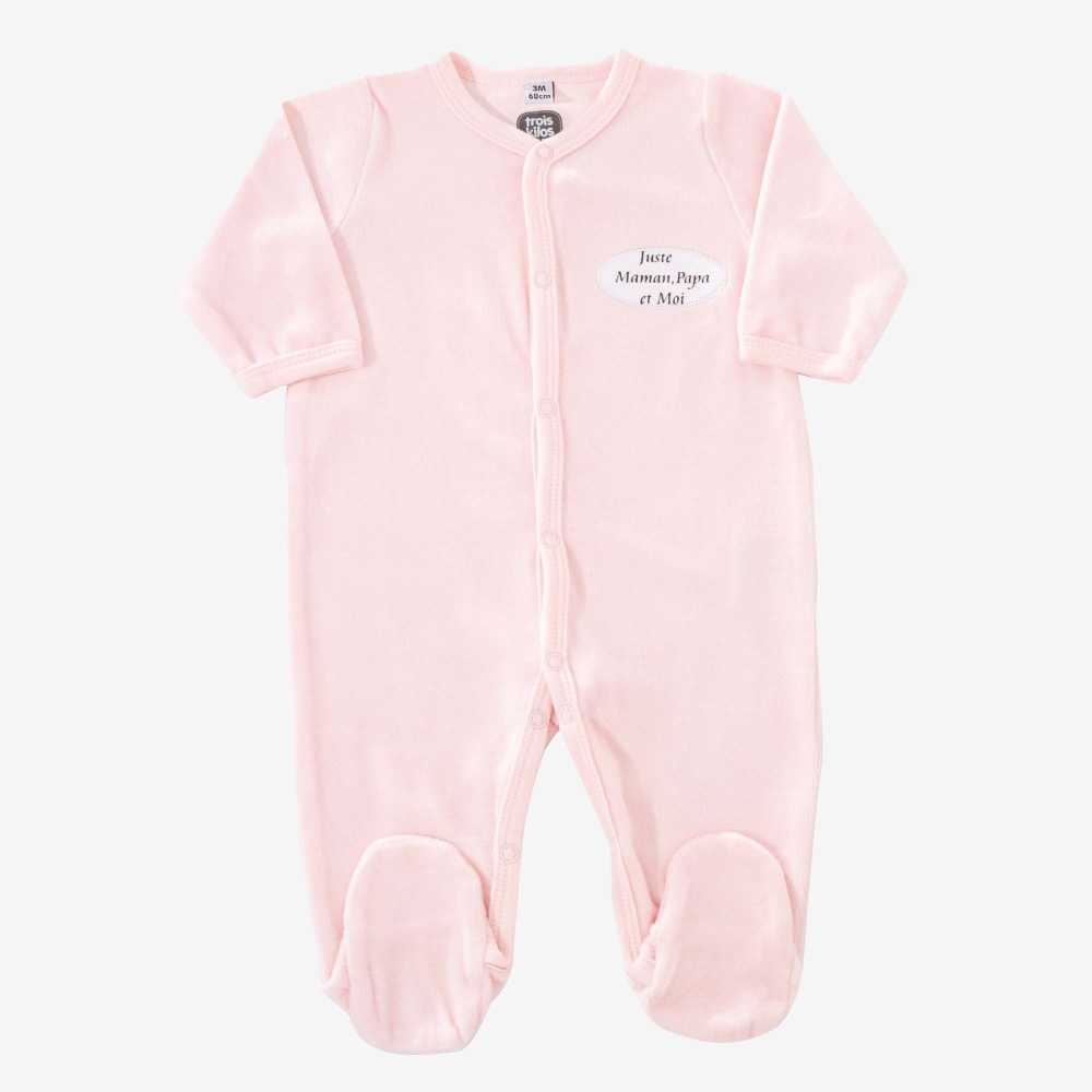 Pijama bebé "Juste Maman, Papa et Moi" rosa