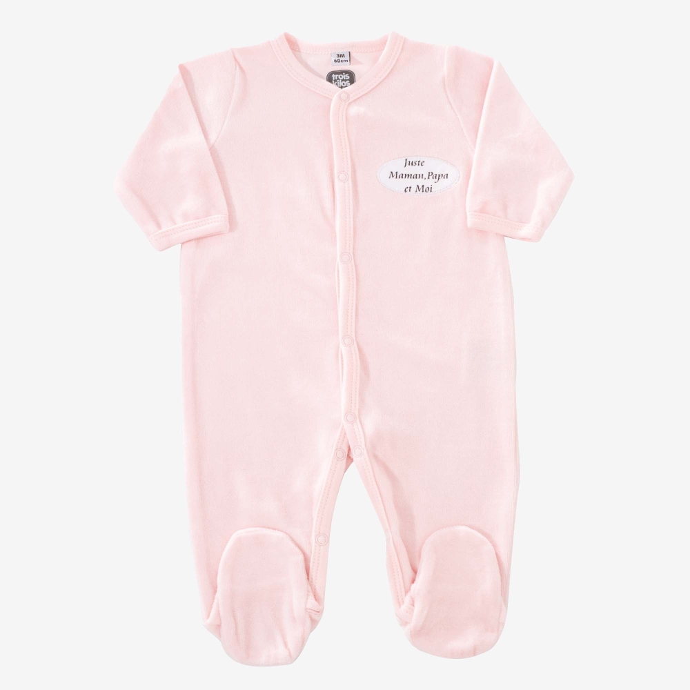 Pink "Just Mommy, Daddy and Me" baby pajamas Pink "Just Mommy, Daddy and Me" baby pajamas
